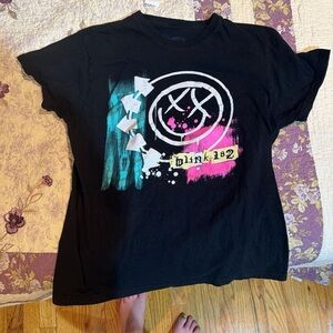 Comfort Colors Black Graphic Tee with Pink and Blue Accents